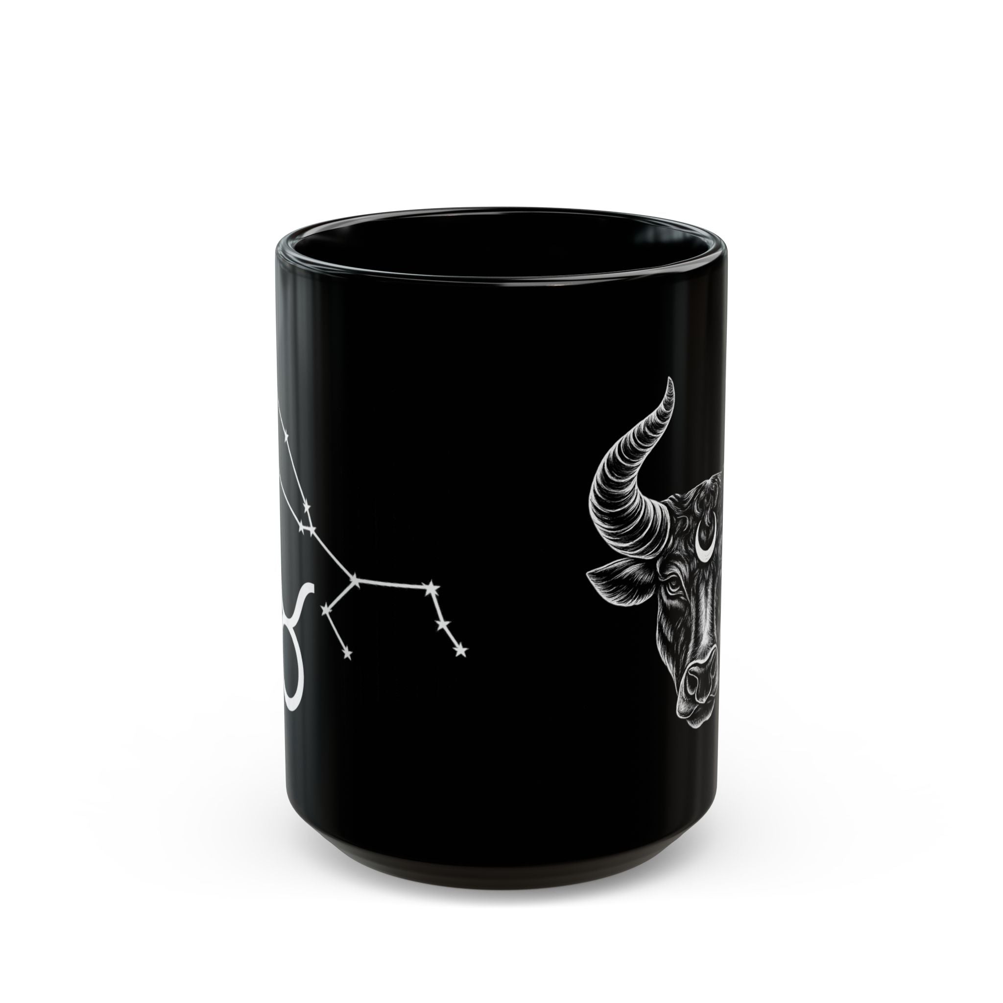 Taurus Bull Constellation Black Ceramic Mug — Zodiac Astrology Coffee Cup (11oz/15oz)