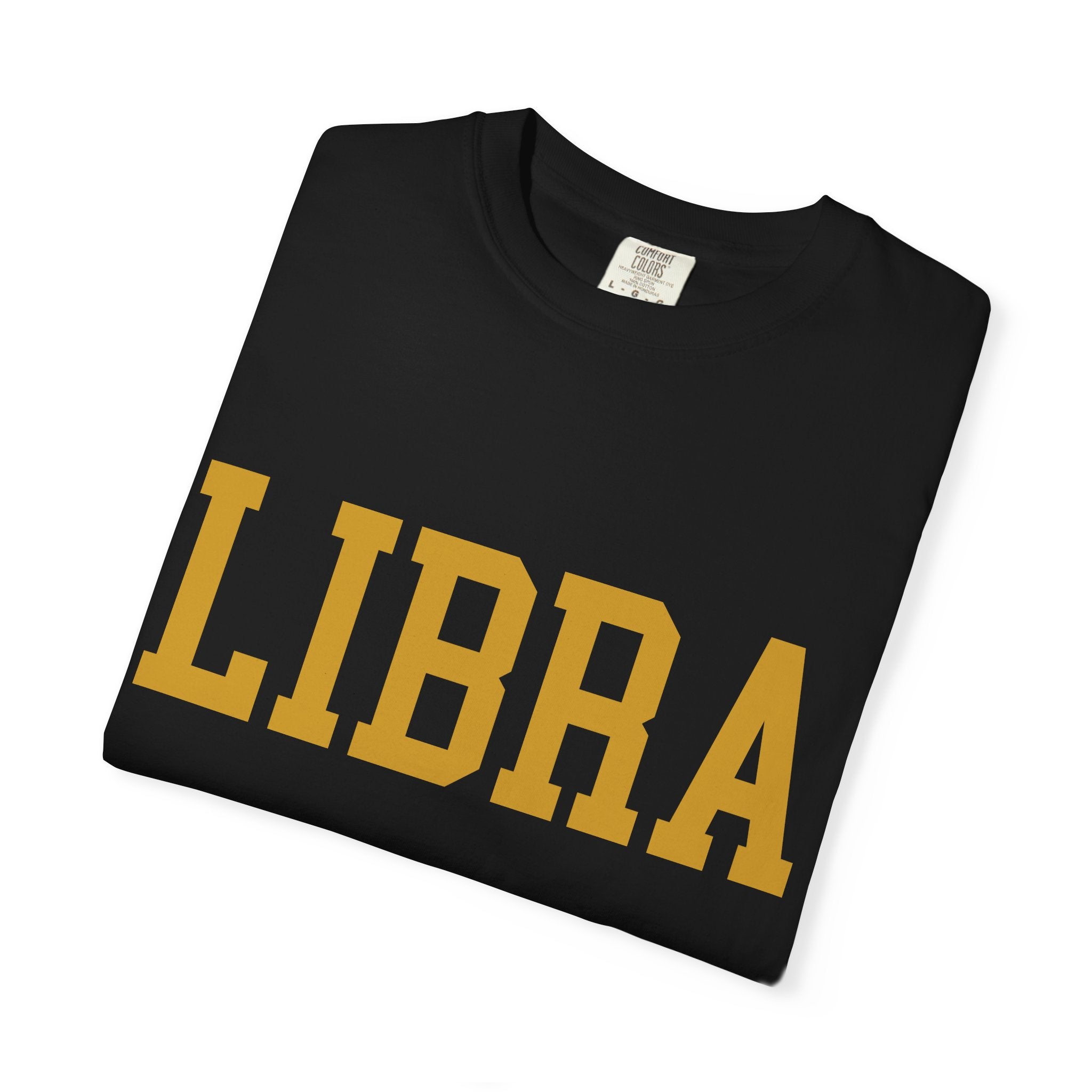 Libra Zodiac T-Shirt — Gold Scales Design (Sun & Moon)