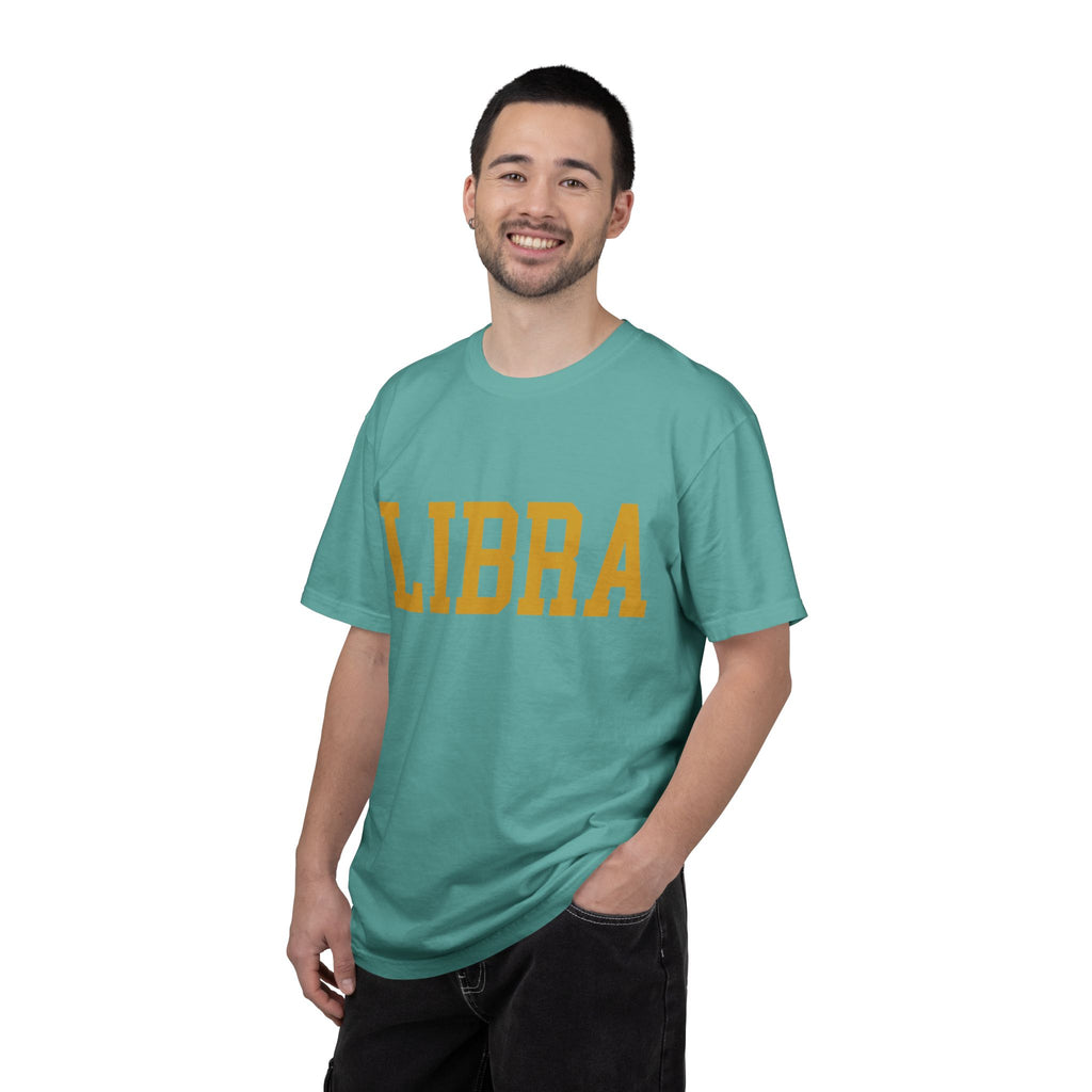 Libra Zodiac T-Shirt — Gold Scales Design (Sun & Moon)