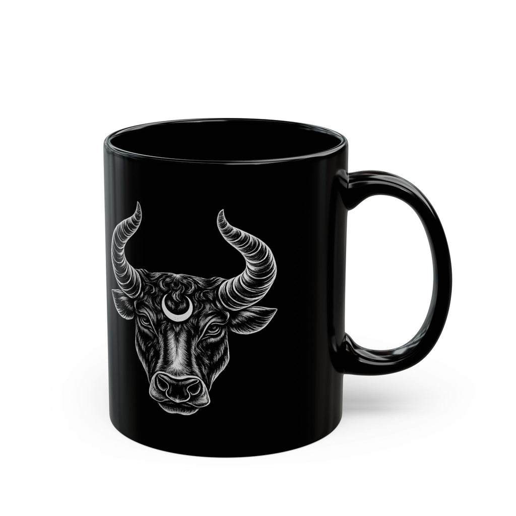 Taurus Bull Constellation Black Ceramic Mug — Zodiac Astrology Coffee Cup (11oz/15oz)