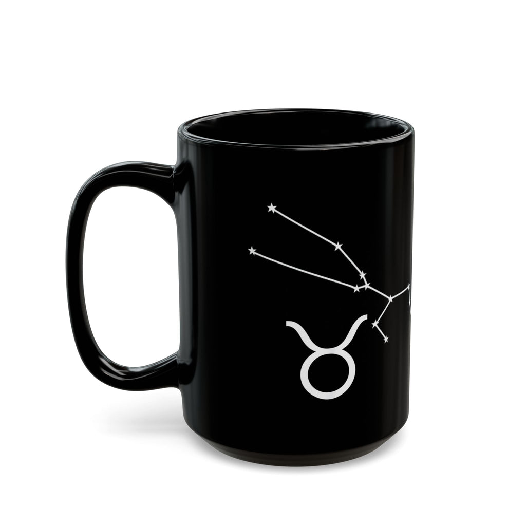 Taurus Bull Constellation Black Ceramic Mug — Zodiac Astrology Coffee Cup (11oz/15oz)