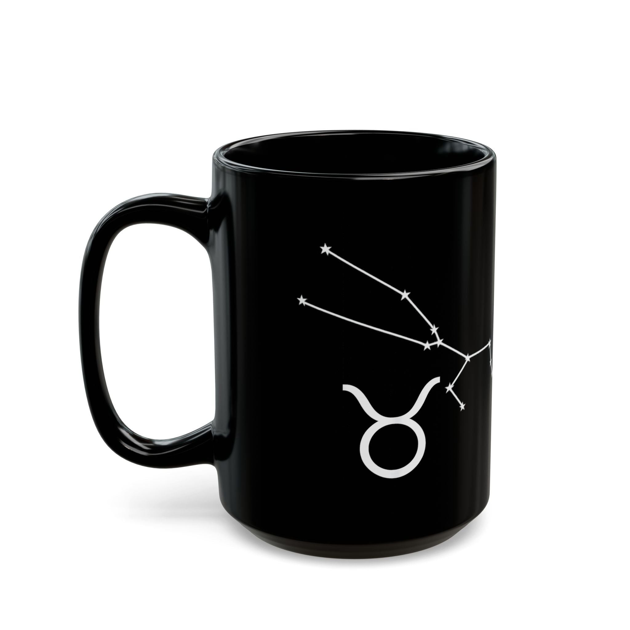 Taurus Bull Constellation Black Ceramic Mug — Zodiac Astrology Coffee Cup (11oz/15oz)