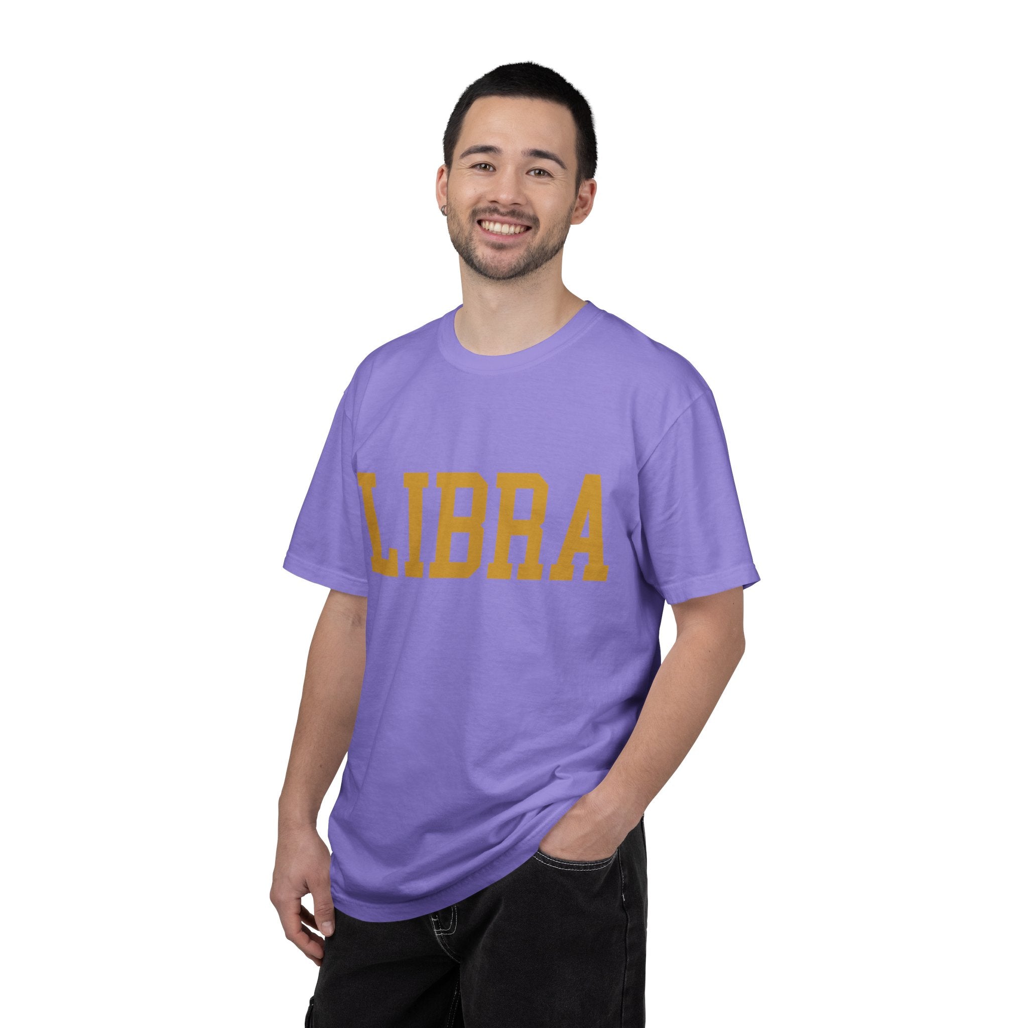 Libra Zodiac T-Shirt — Gold Scales Design (Sun & Moon)