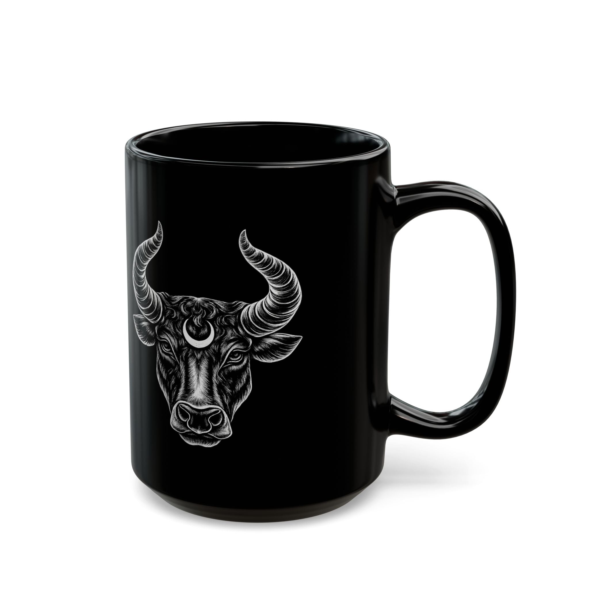 Taurus Bull Constellation Black Ceramic Mug — Zodiac Astrology Coffee Cup (11oz/15oz)