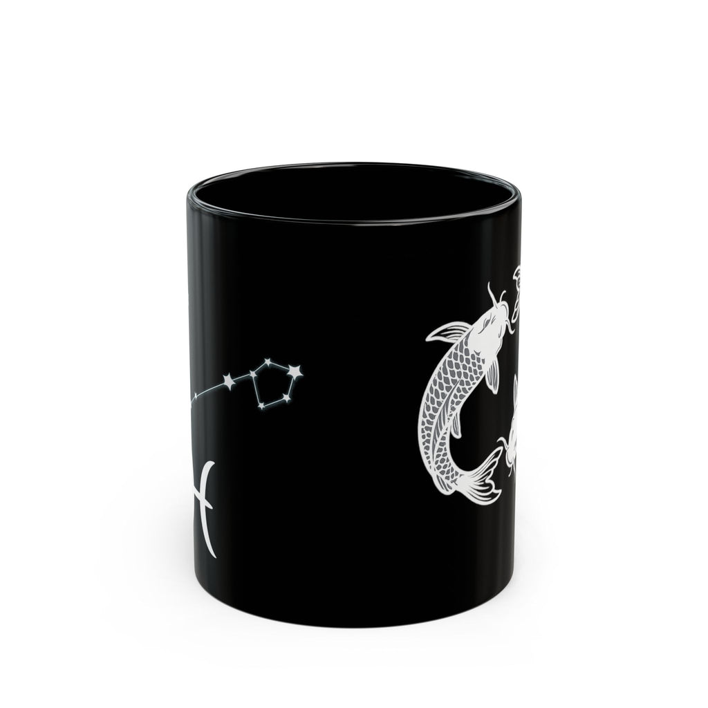 Pisces Zodiac Fish Mug | Astrological Constellation Black Ceramic Mug