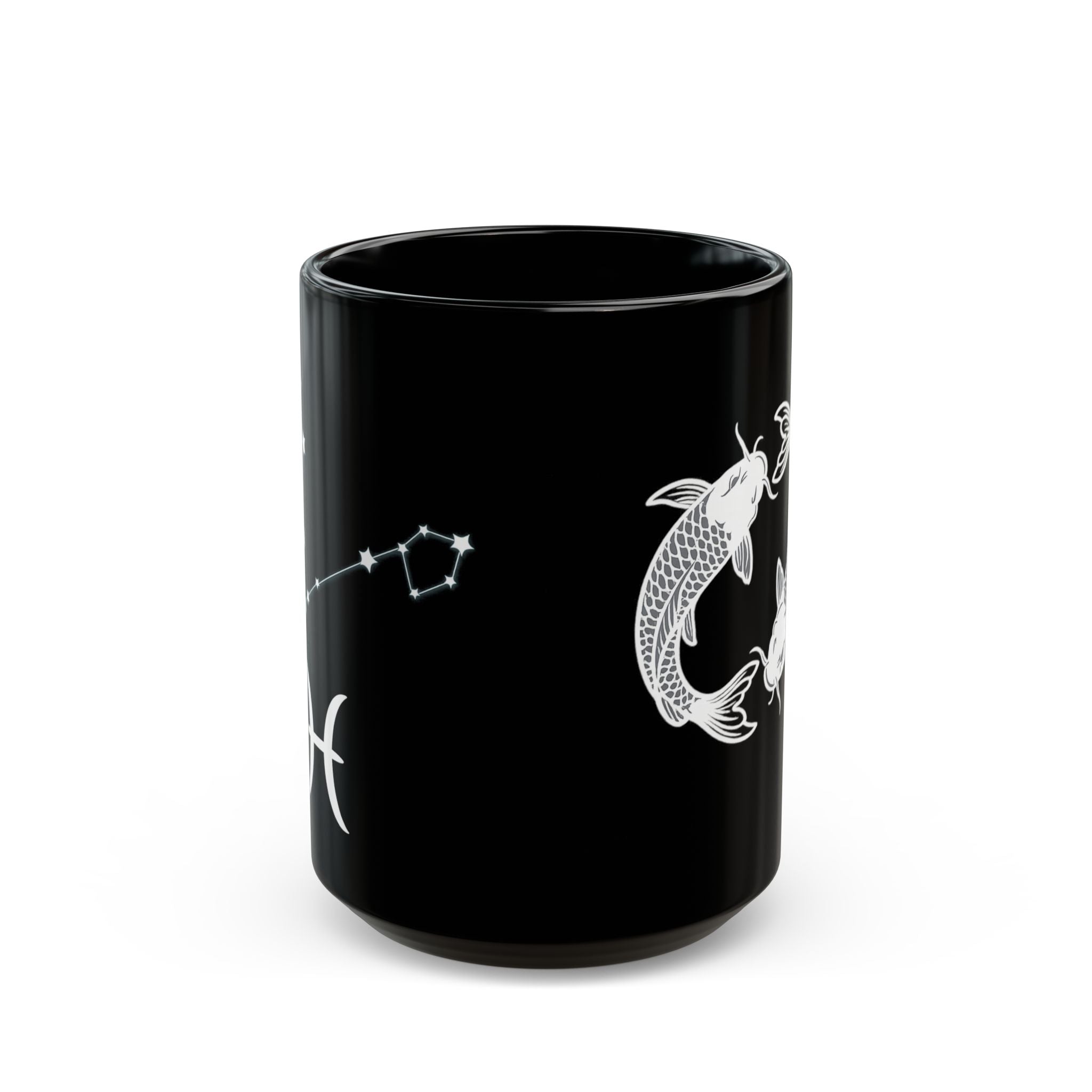 Pisces Zodiac Fish Mug | Astrological Constellation Black Ceramic Mug