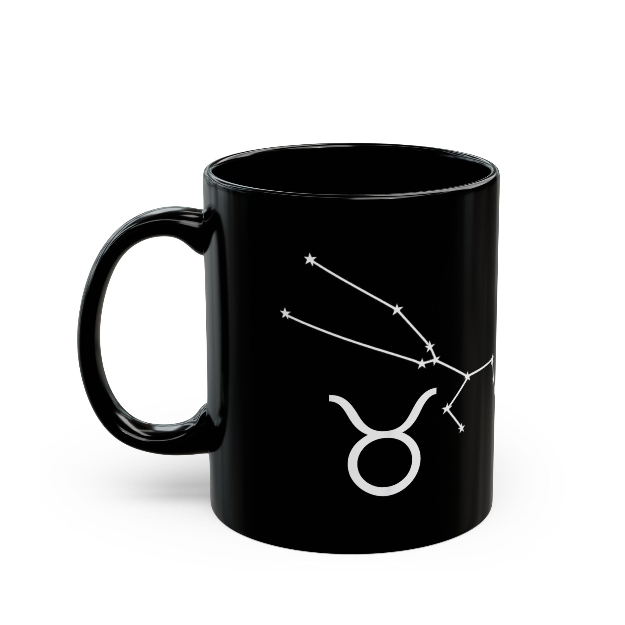 Taurus Bull Constellation Black Ceramic Mug — Zodiac Astrology Coffee Cup (11oz/15oz)
