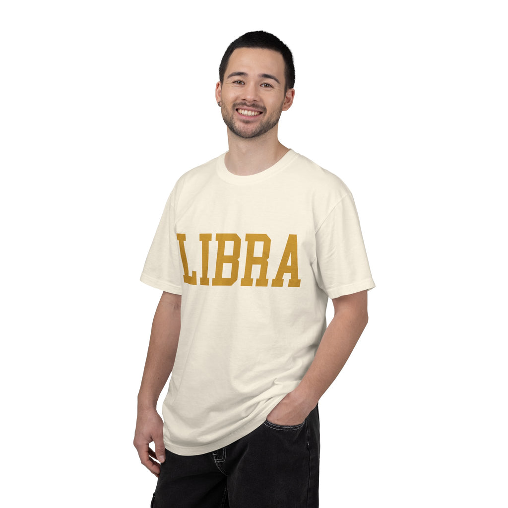 Libra Zodiac T-Shirt — Gold Scales Design (Sun & Moon)