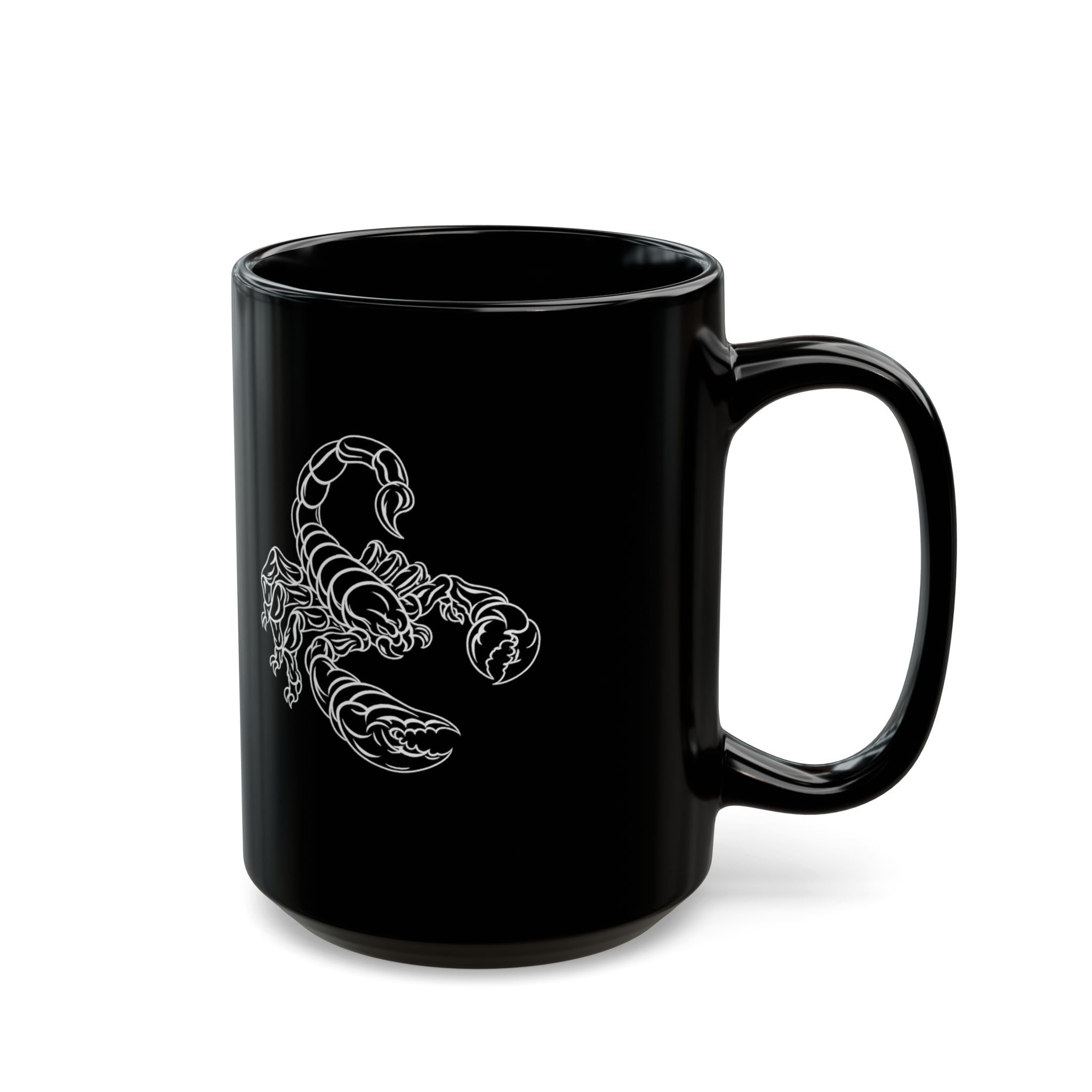 Scorpio Constellation Black Coffee Mug – White Scorpion Zodiac Design (11oz & 15oz)