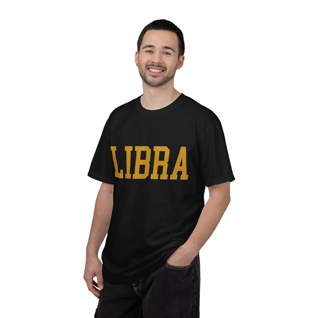 Libra Zodiac T-Shirt — Gold Scales Design (Sun & Moon)