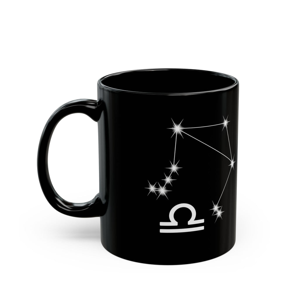 Libra Zodiac Mug — Black Astro Scales Coffee Cup (Sun & Moon Design)