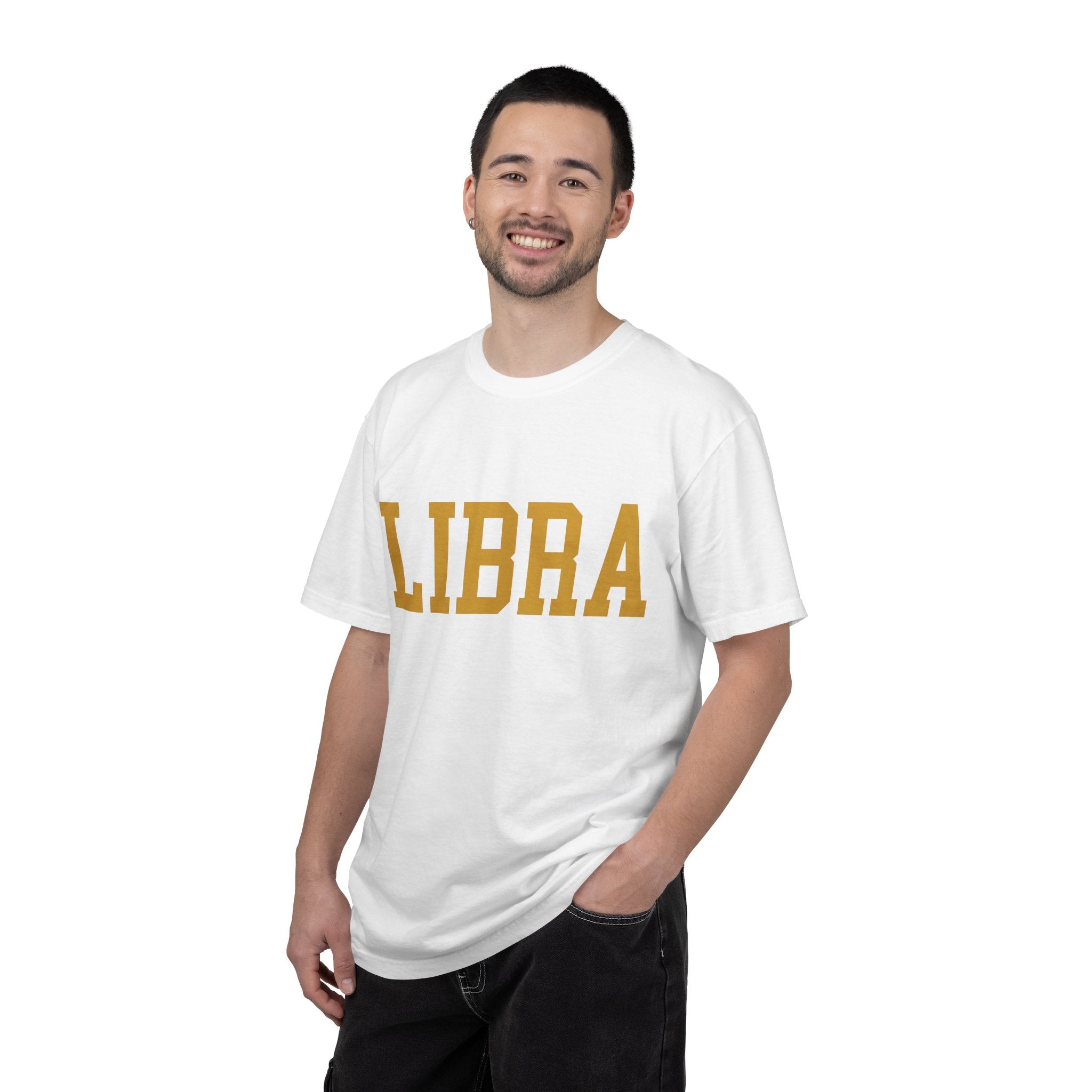 Libra Zodiac T-Shirt — Gold Scales Design (Sun & Moon)