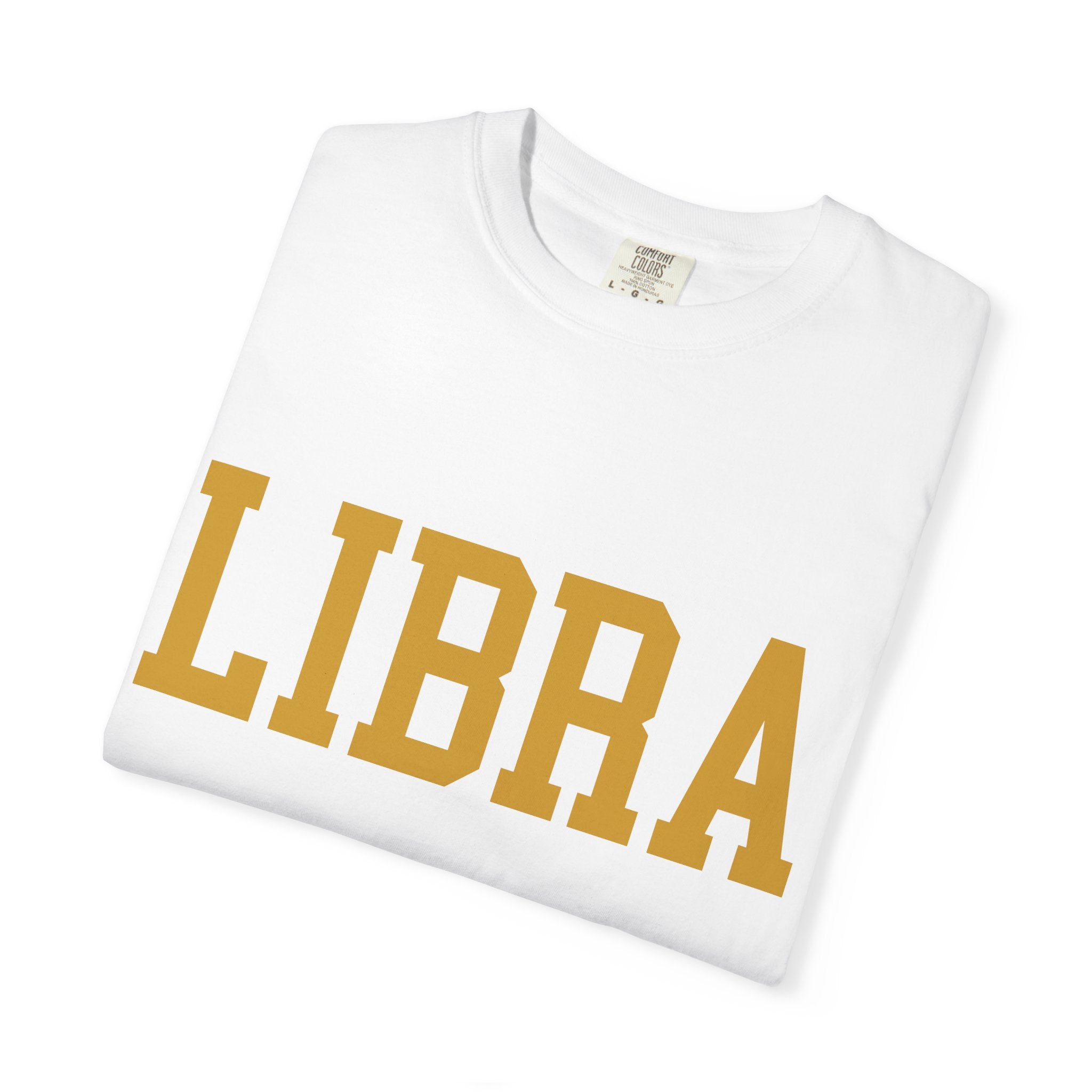 Libra Zodiac T-Shirt — Gold Scales Design (Sun & Moon)