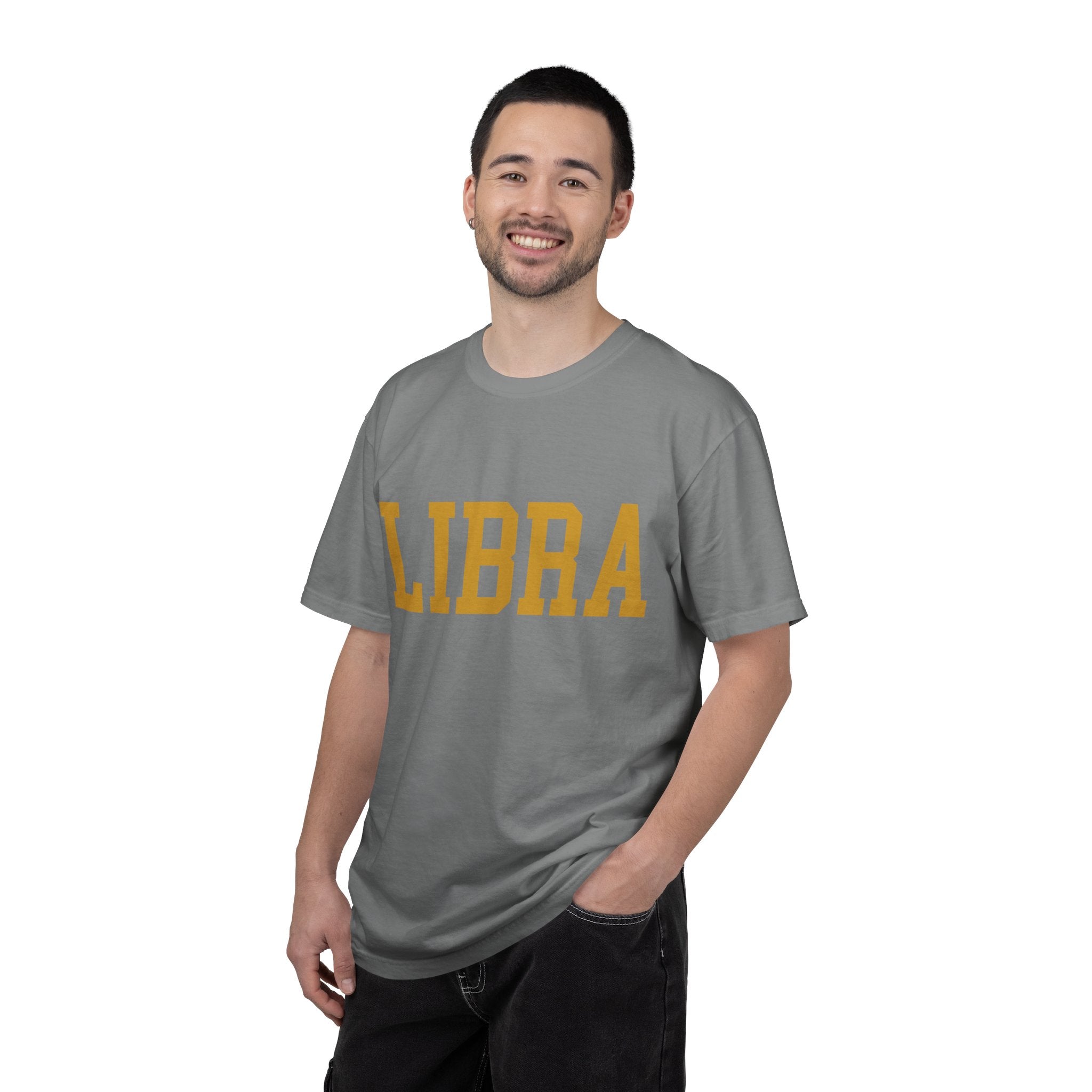 Libra Zodiac T-Shirt — Gold Scales Design (Sun & Moon)