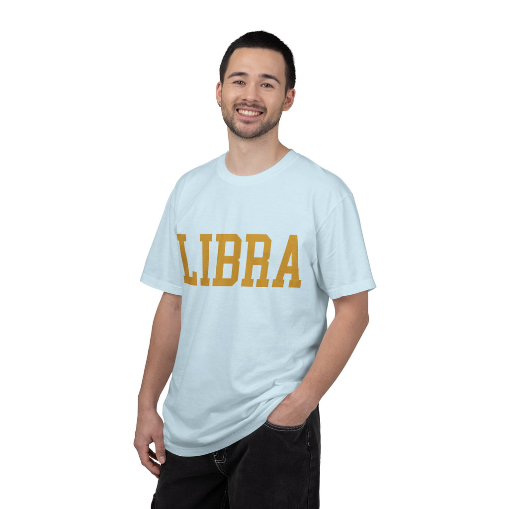 Libra Zodiac T-Shirt — Gold Scales Design (Sun & Moon)