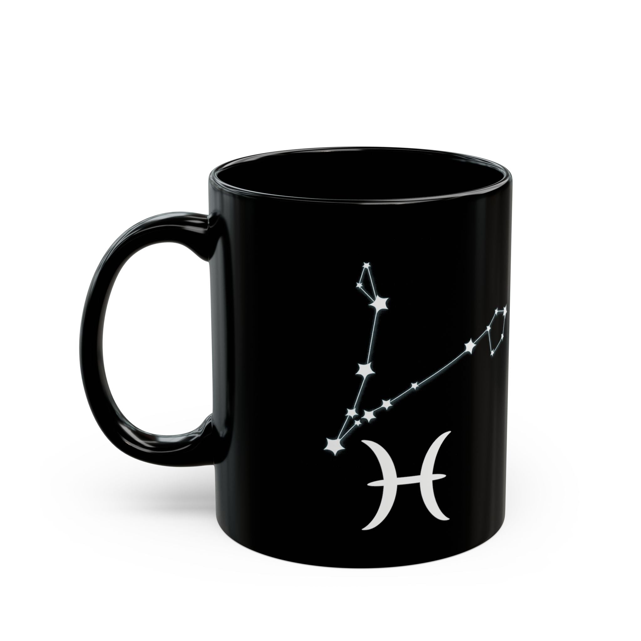 Pisces Zodiac Fish Mug | Astrological Constellation Black Ceramic Mug