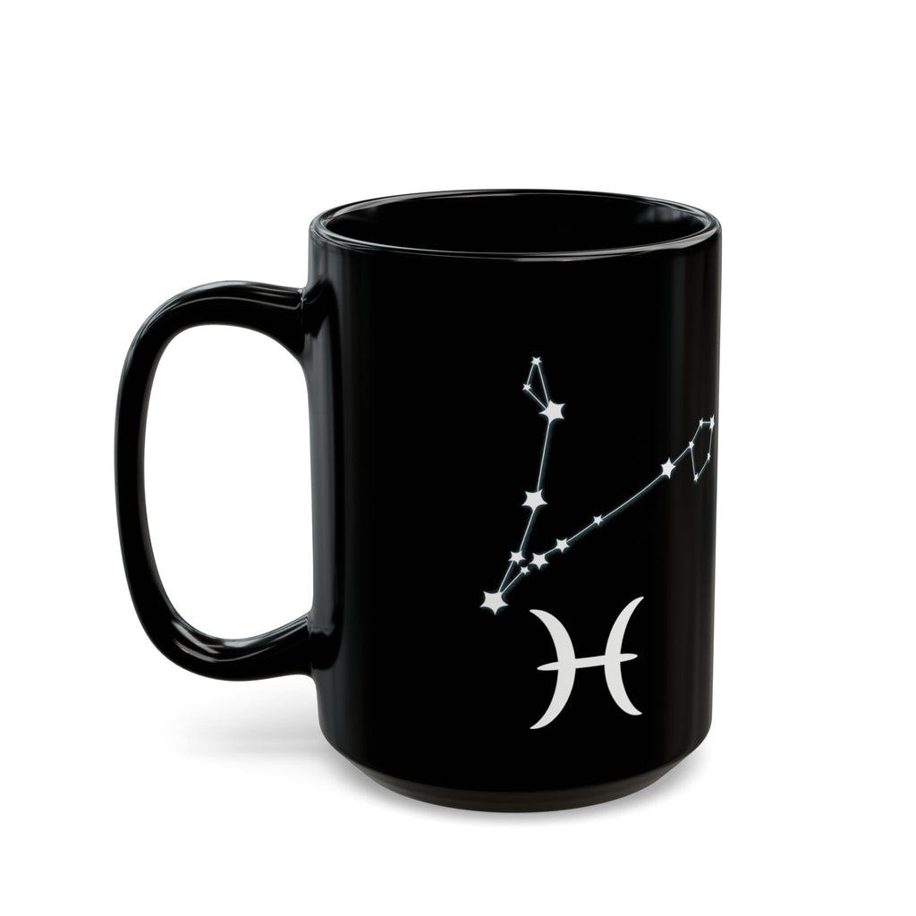 Pisces Zodiac Fish Mug | Astrological Constellation Black Ceramic Mug