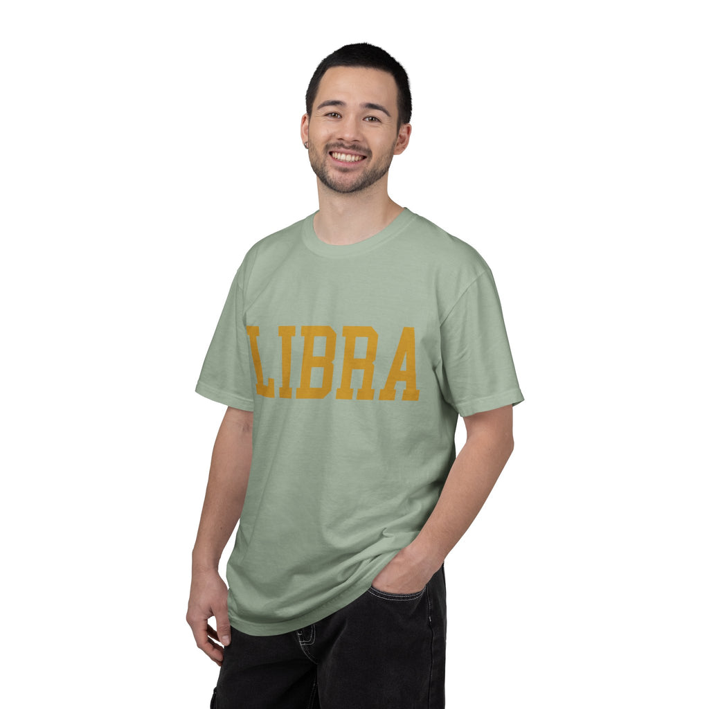 Libra Zodiac T-Shirt — Gold Scales Design (Sun & Moon)