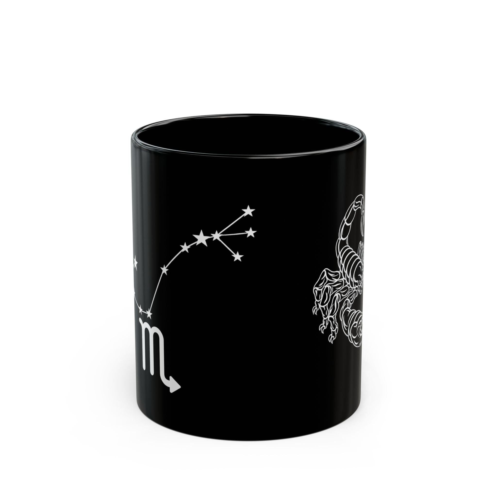 Scorpio Constellation Black Coffee Mug – White Scorpion Zodiac Design (11oz & 15oz)