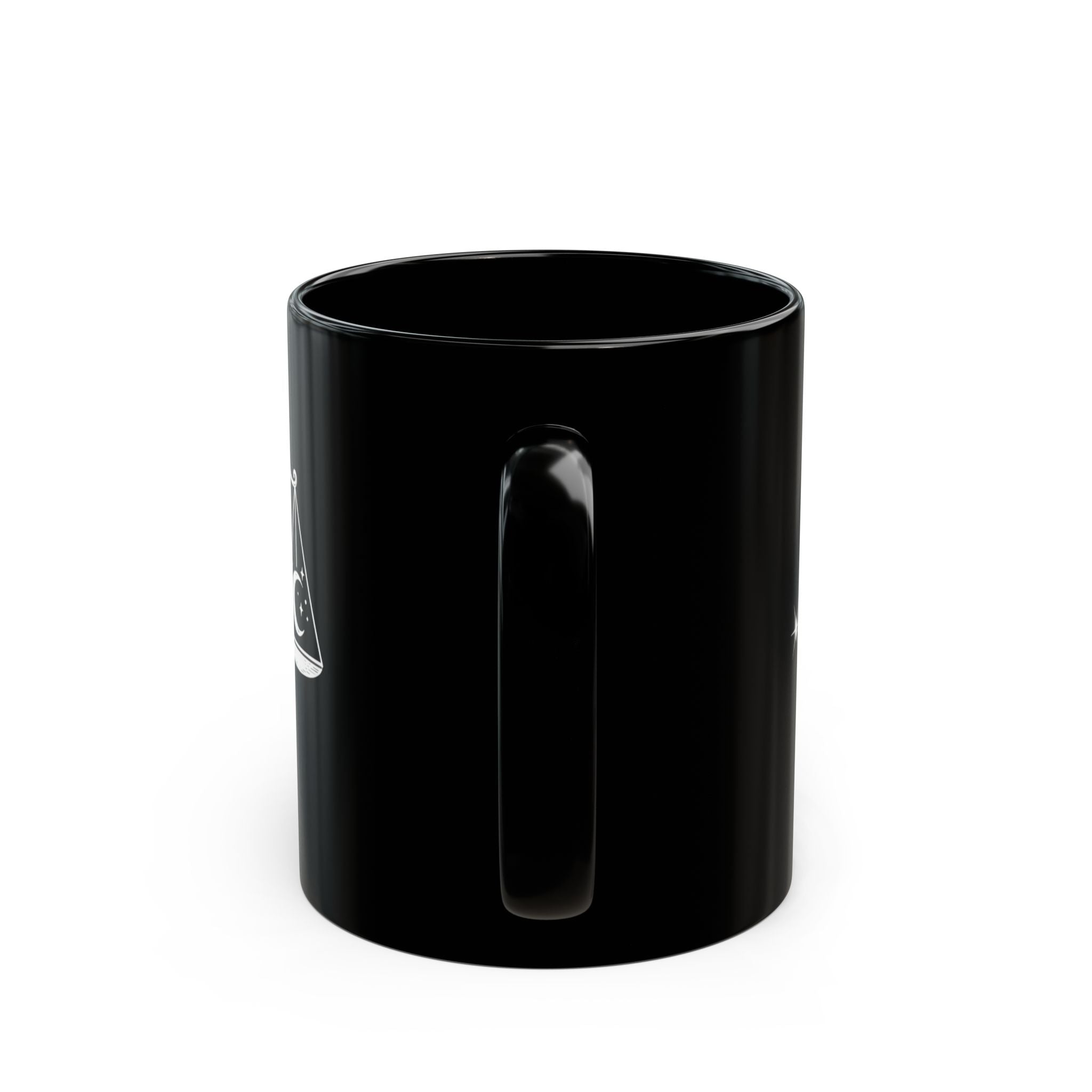 Libra Zodiac Mug — Black Astro Scales Coffee Cup (Sun & Moon Design)