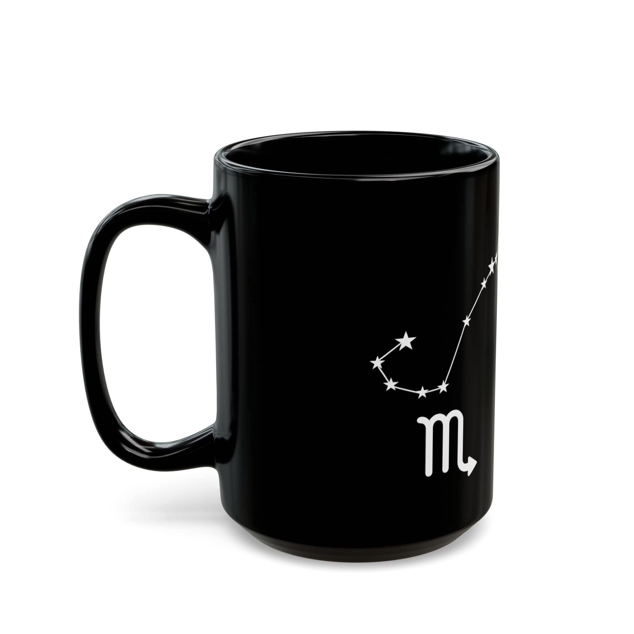 Scorpio Constellation Black Coffee Mug – White Scorpion Zodiac Design (11oz & 15oz)