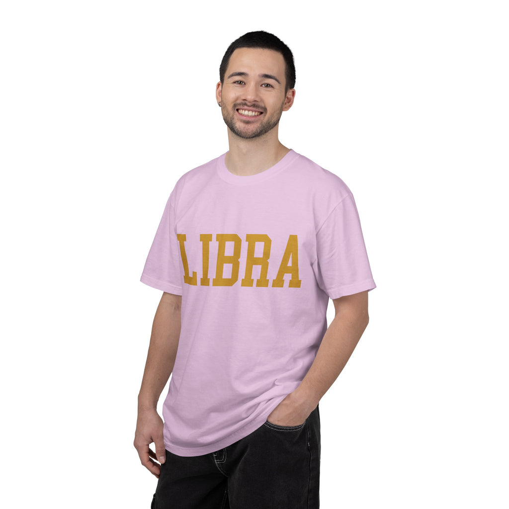 Libra Zodiac T-Shirt — Gold Scales Design (Sun & Moon)