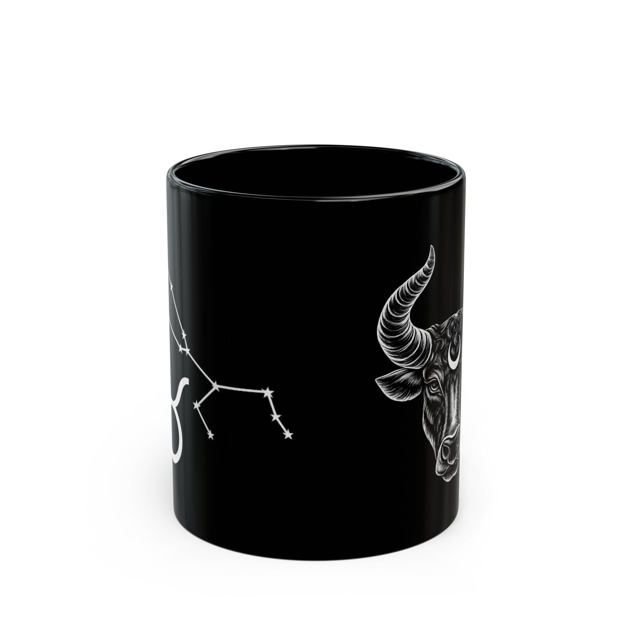 Taurus Bull Constellation Black Ceramic Mug — Zodiac Astrology Coffee Cup (11oz/15oz)