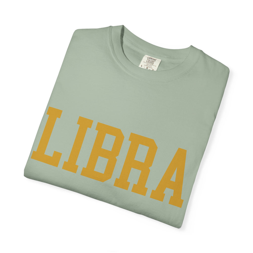 Libra Zodiac T-Shirt — Gold Scales Design (Sun & Moon)