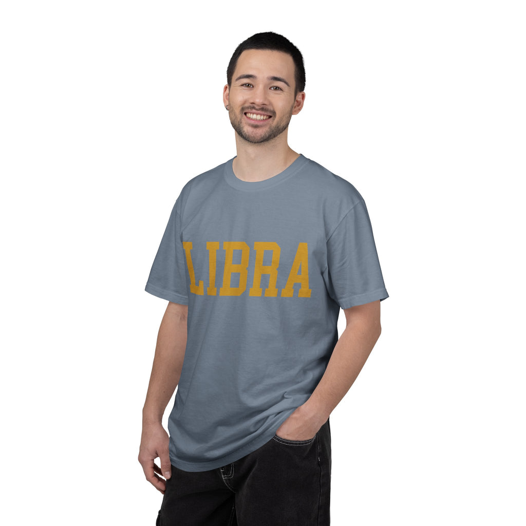 Libra Zodiac T-Shirt — Gold Scales Design (Sun & Moon)
